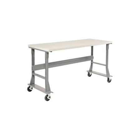 Global Equipment 72 x 30 Mobile Fixed Height Flared Leg Workbench - ESD Square Edge Gray 252385A